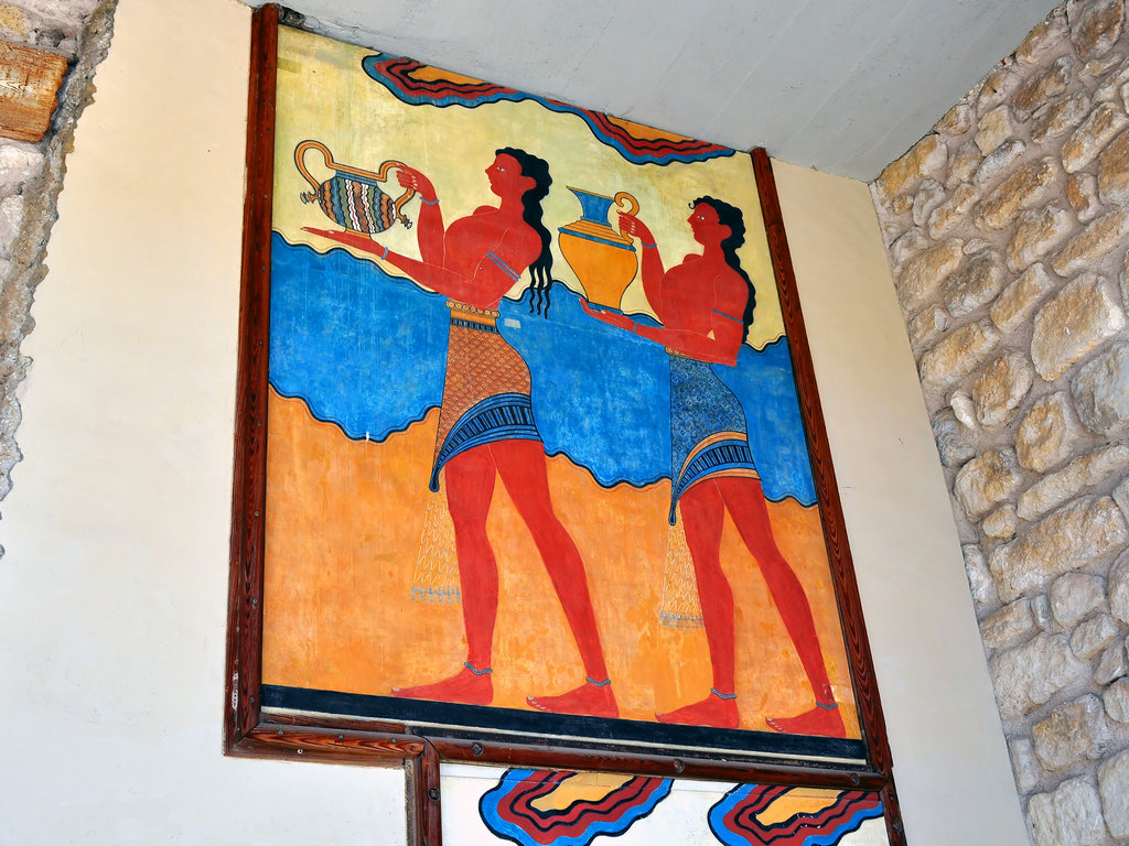 minoan fresco at the palace of knossos in crete